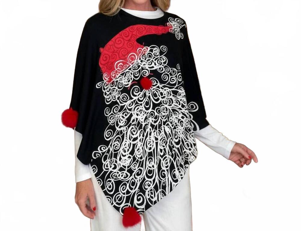 NEW MCCC SPORTSWEAR scrolly santa poncho in black